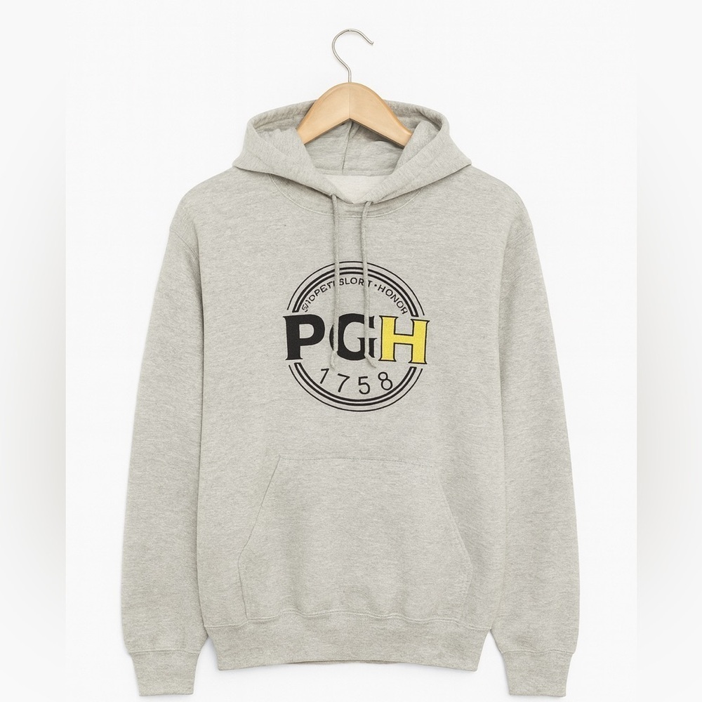 PGH Apparel Size Large Gray “Pittaburgh 1758” Unisex Hoodie. #PittsburghHoodies